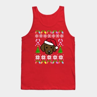 Chocolate Labrador Puppy Santa Festive Pattern Tank Top